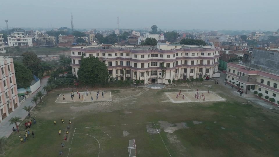 A drone circles the hostel on the Rohania campus