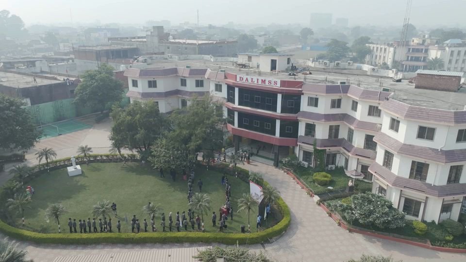 The main building and gardens at Rohania, seen from a drone